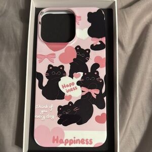 Black and Pink Cat Design Phone Case